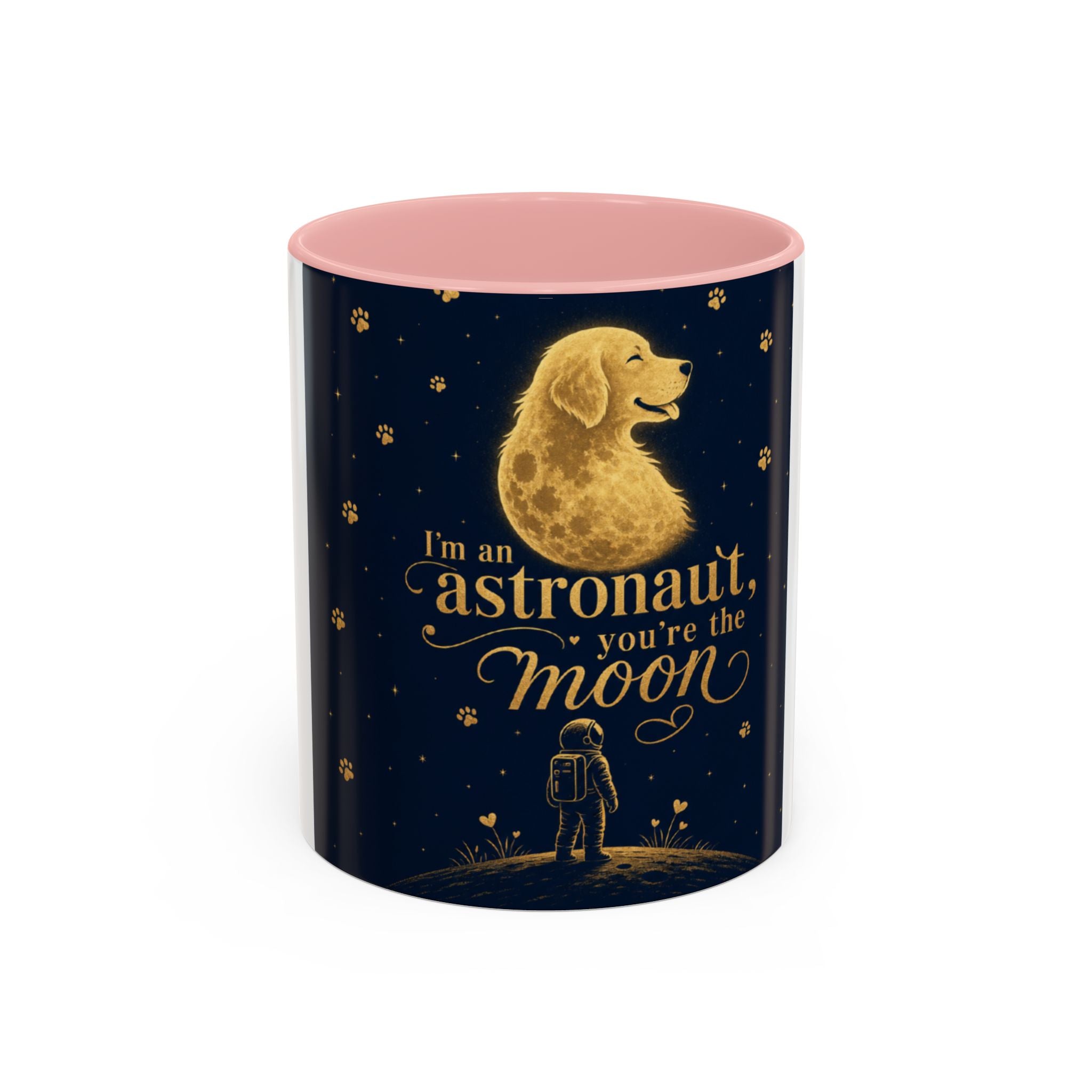 Accent Coffee Mug — “I’m an Astronaut, You’re the Moon” Dog Moonlight Design