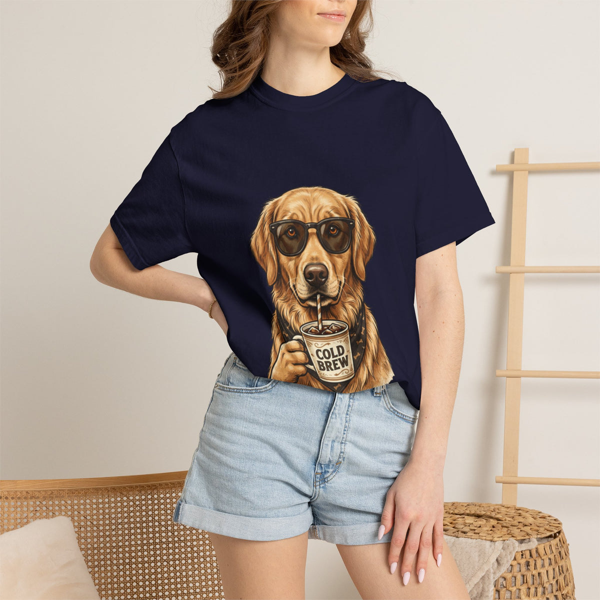 Cold Brew Golden Retriever T-Shirt — Dog Coffee Lover Tee