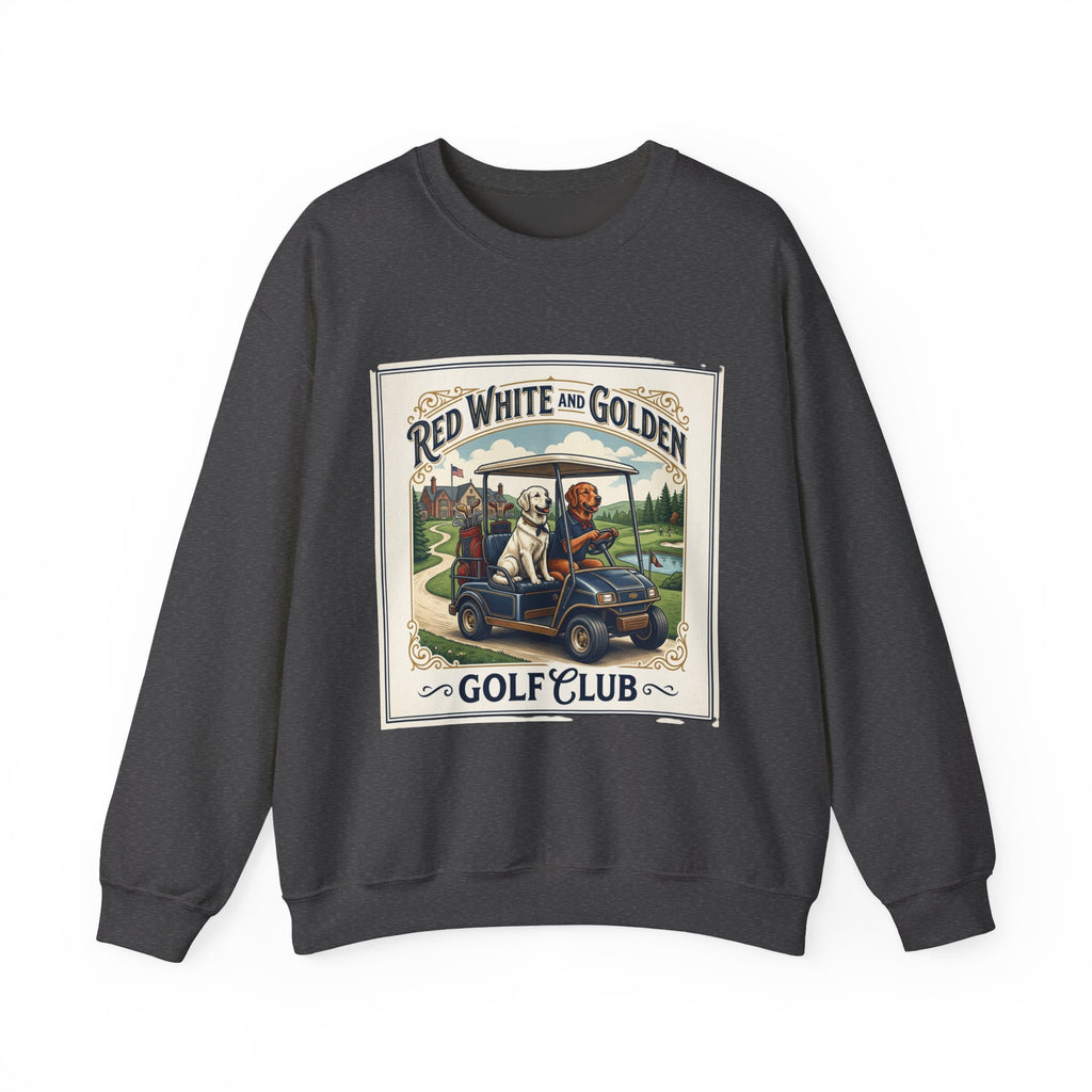 Golf Club Crewneck Sweatshirt - "Red White and Golden" Vintage Golf Cartoon
