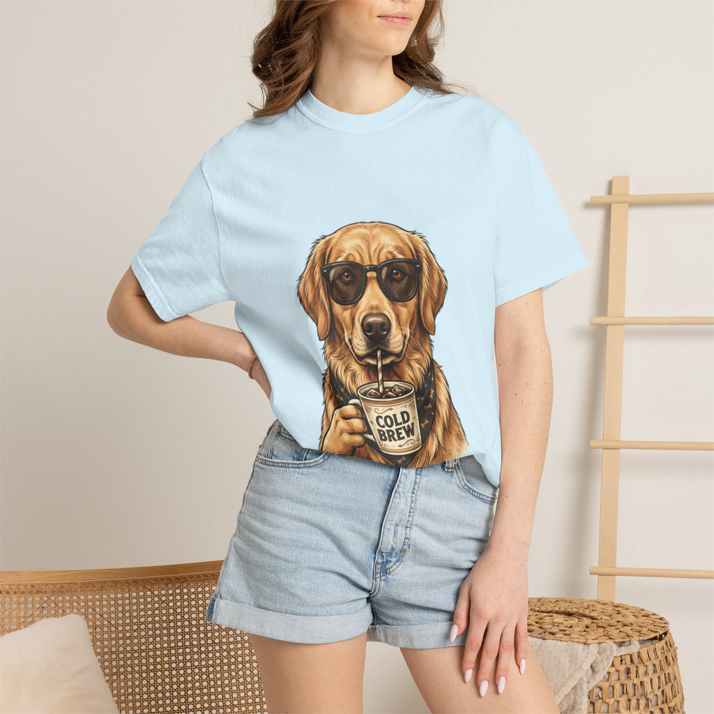 Cold Brew Golden Retriever T-Shirt — Dog Coffee Lover Tee