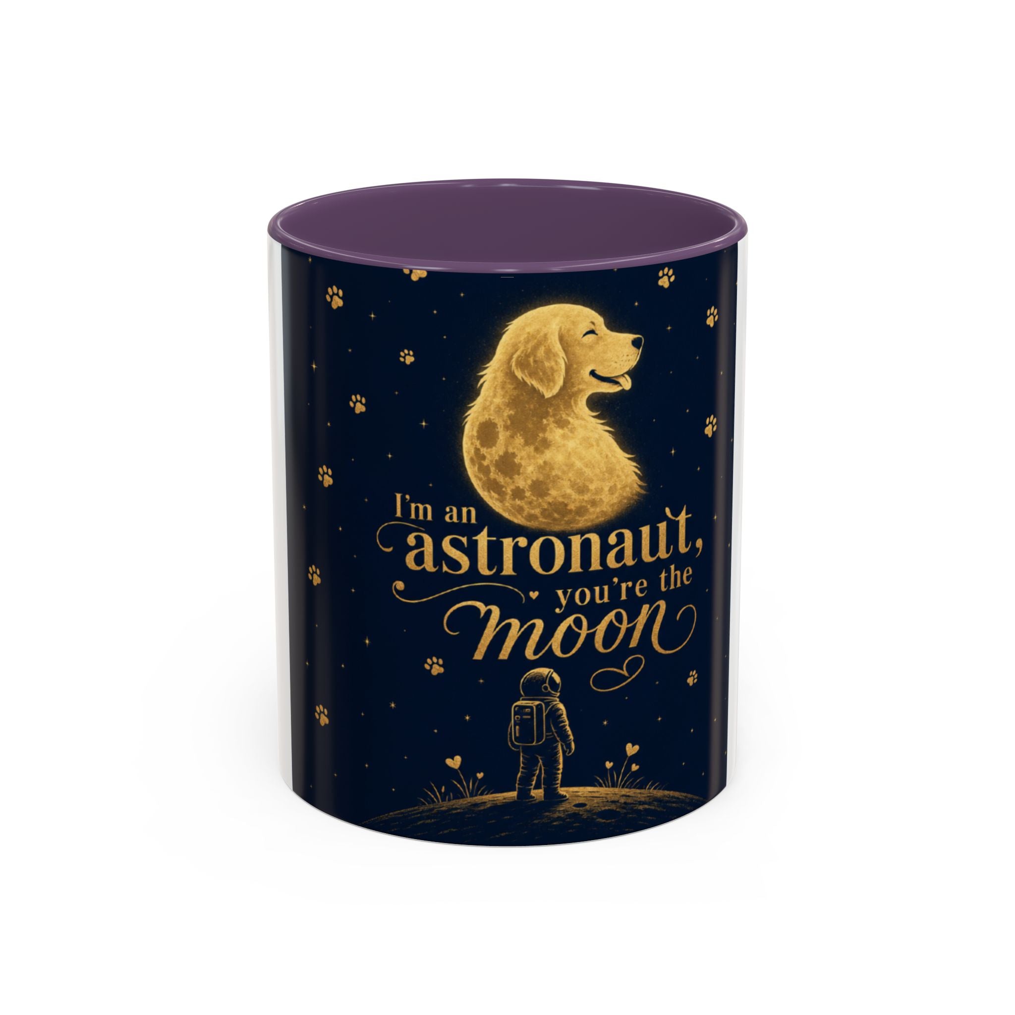 Accent Coffee Mug — “I’m an Astronaut, You’re the Moon” Dog Moonlight Design
