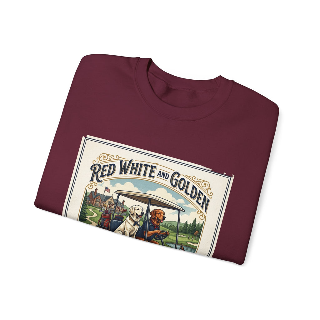 Golf Club Crewneck Sweatshirt - "Red White and Golden" Vintage Golf Cartoon
